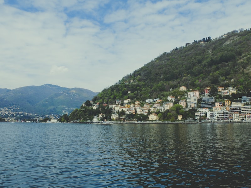 Scenic view of a lakeside town on Lake Como with mountains
