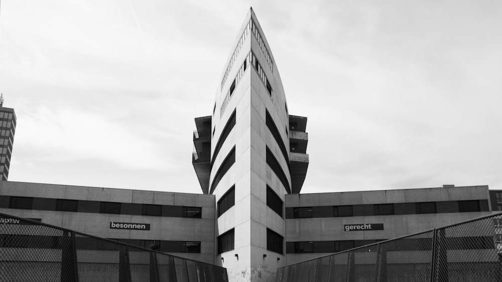 grayscale photo of building facade