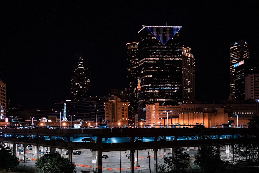 city skyline at night