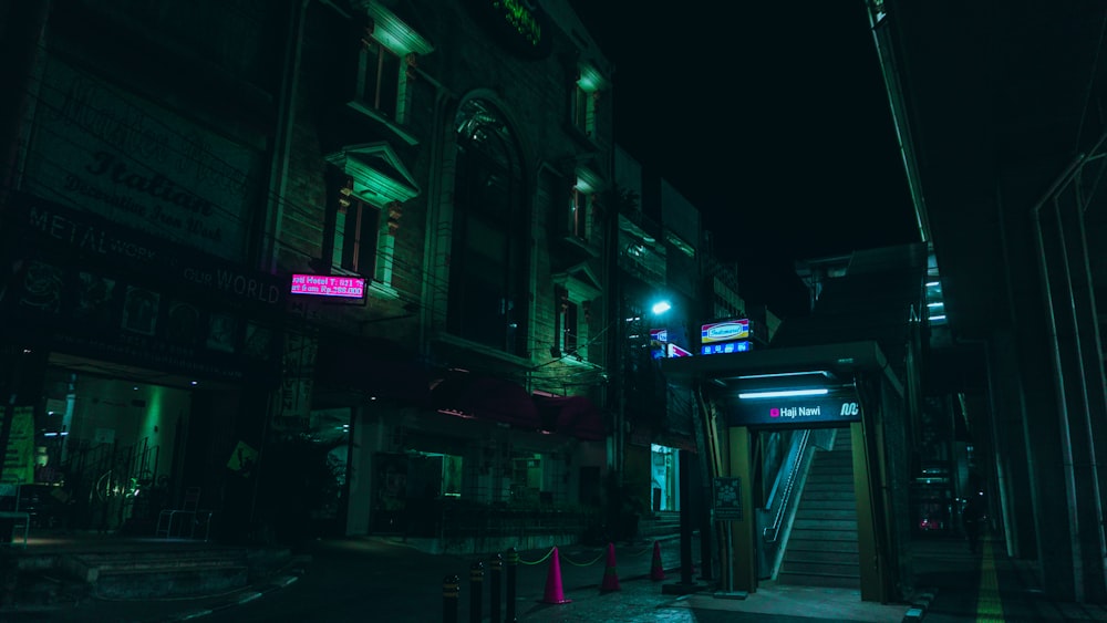 photography of stairway and building during nighttime