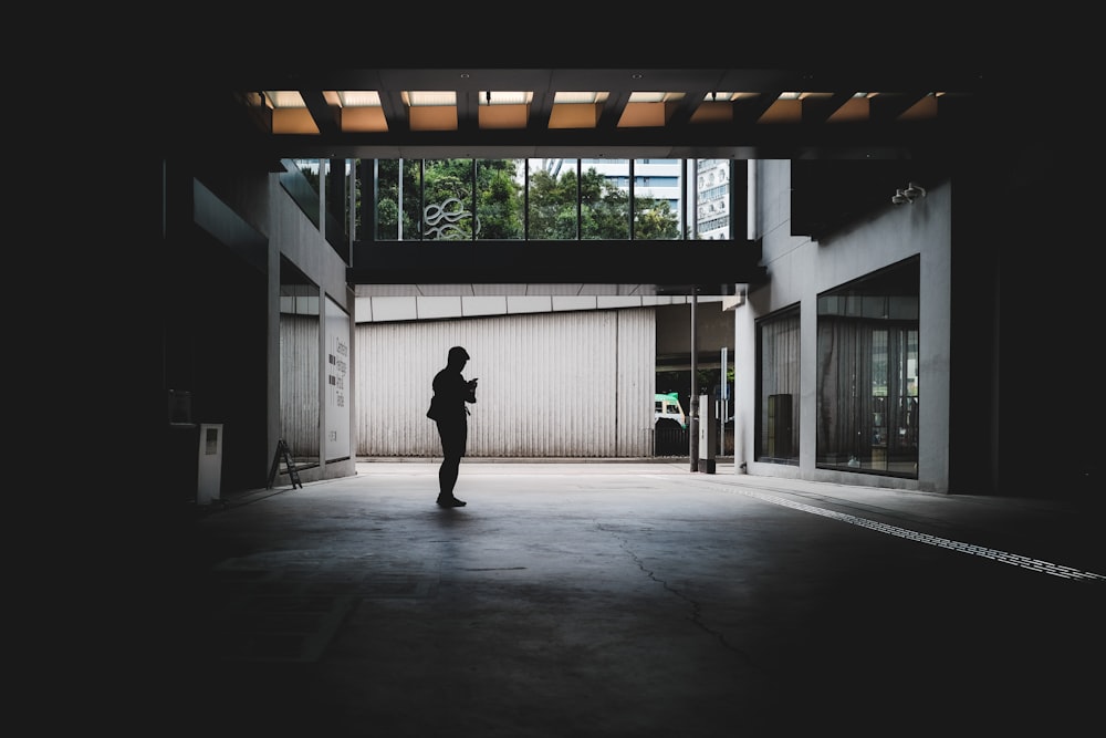 person standing under the roof