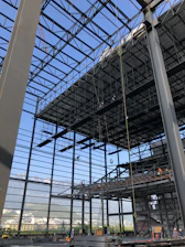 gray metal railings