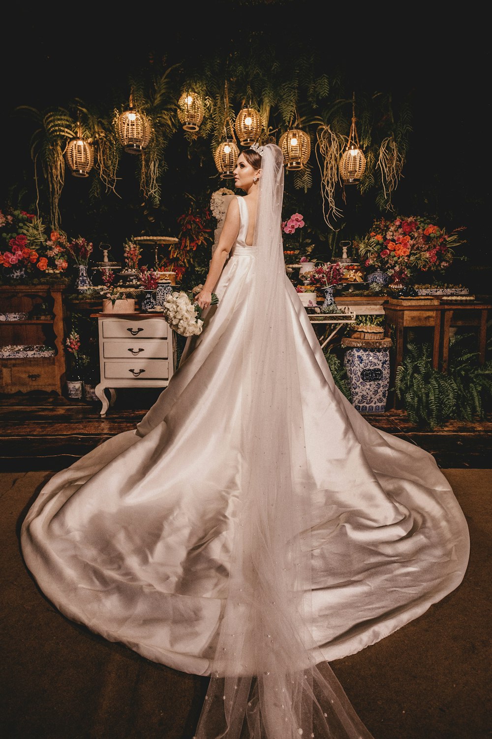 women's white wedding gown