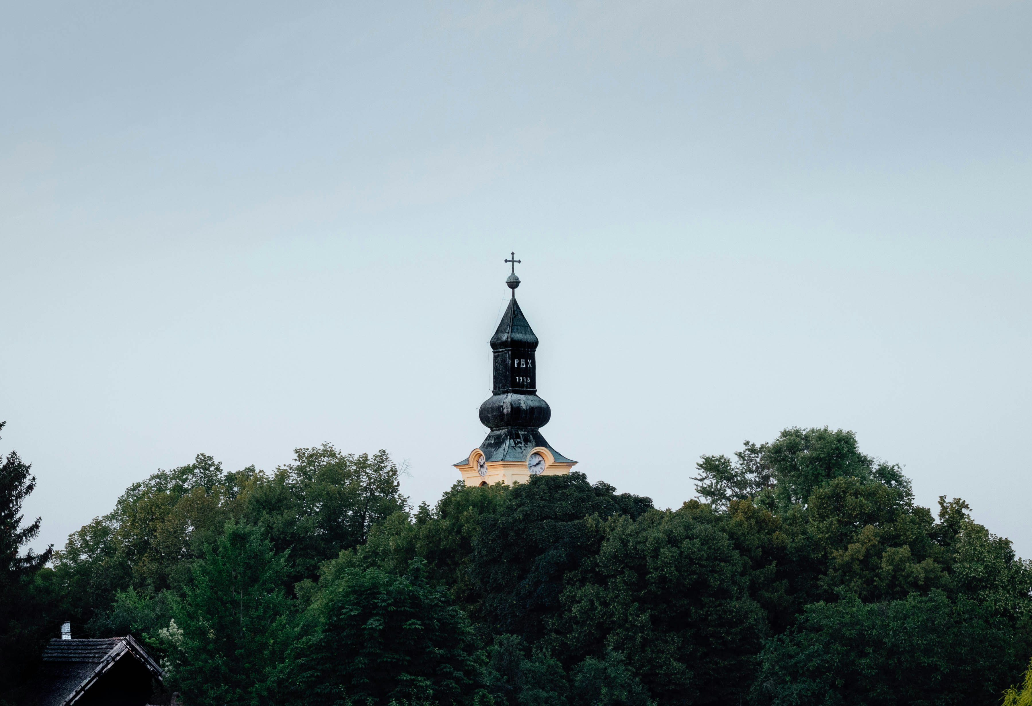 brown concrete tower in the forest during daytime