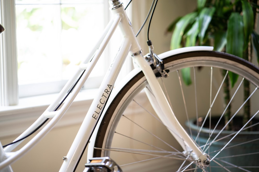 white Electra bicycle