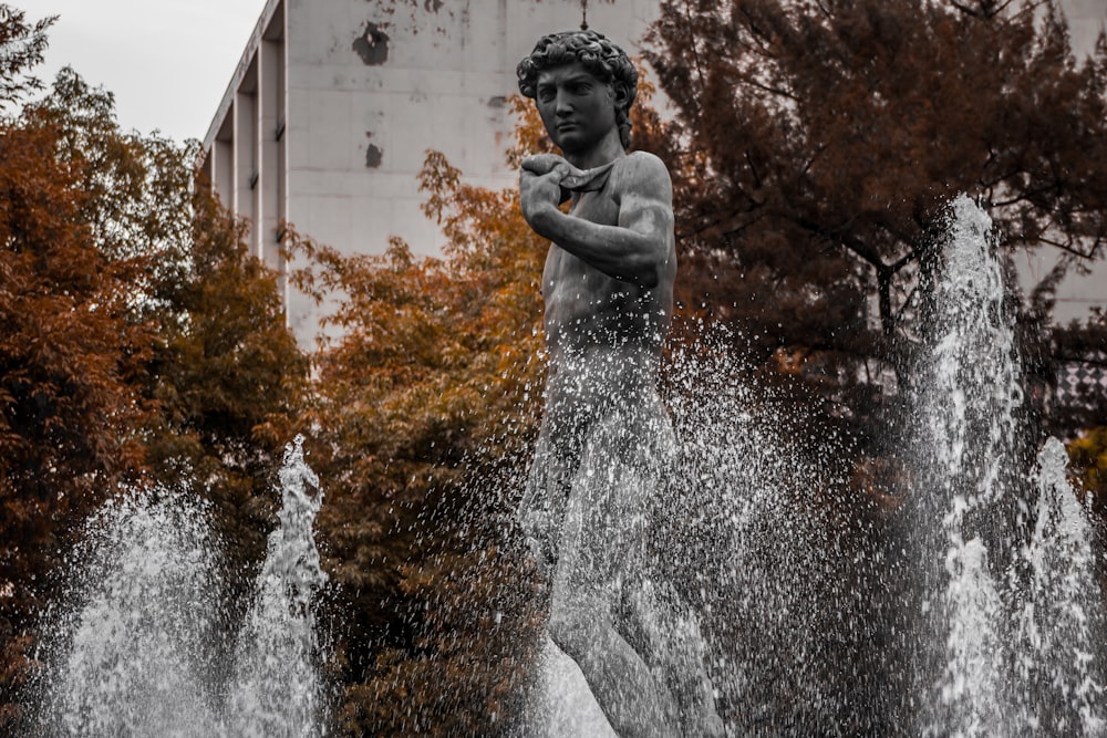 black cherub statue