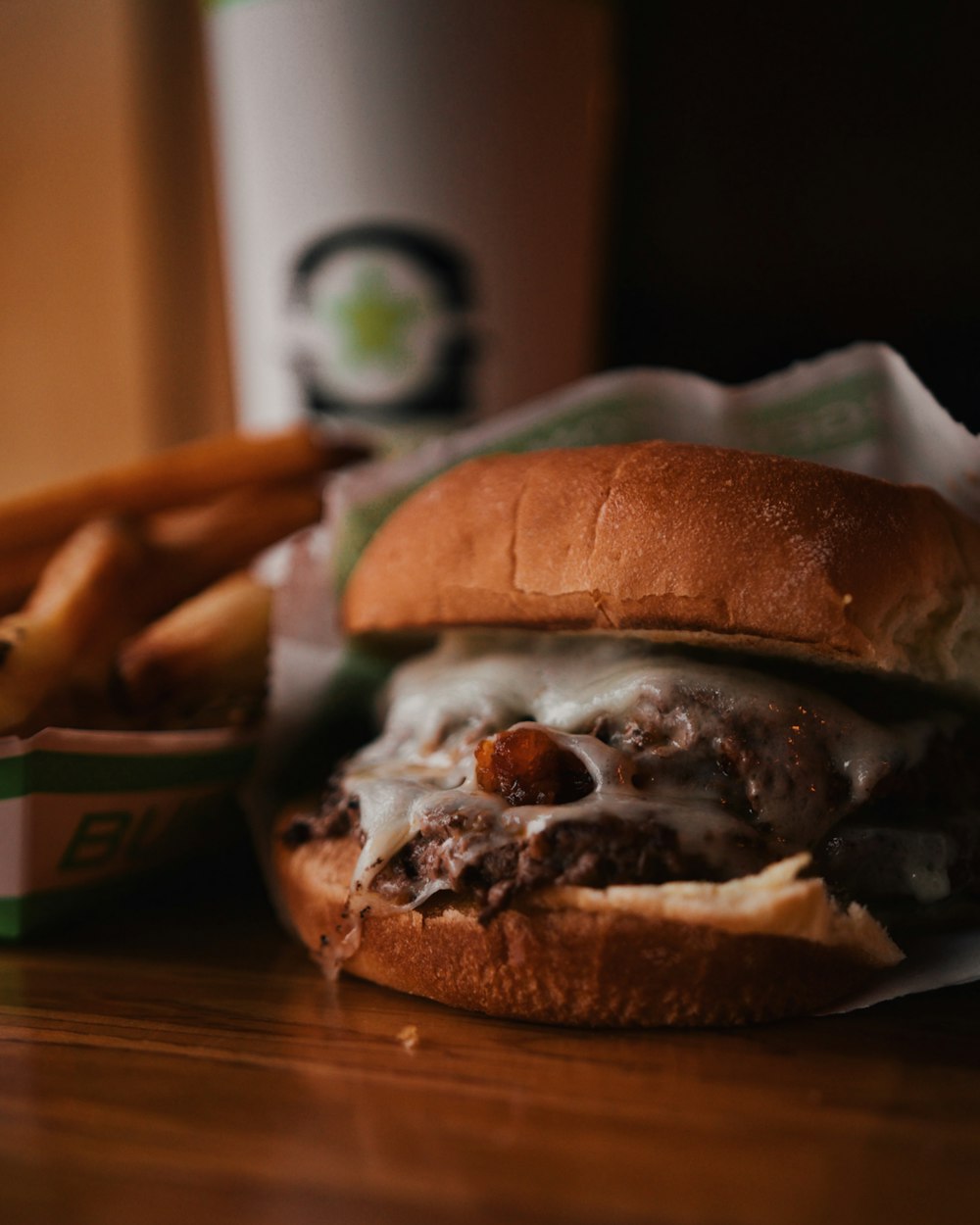 hamburger on table