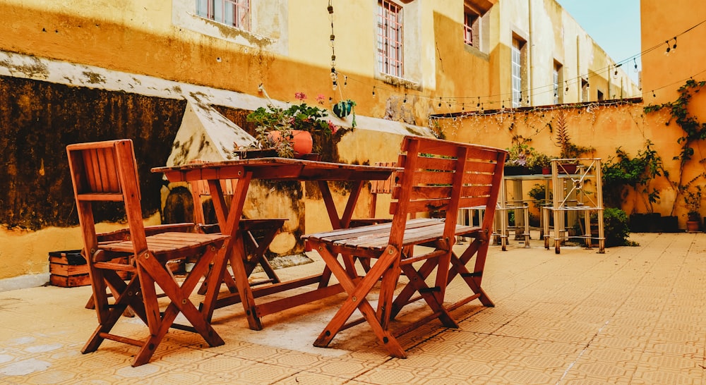 brown wooden table