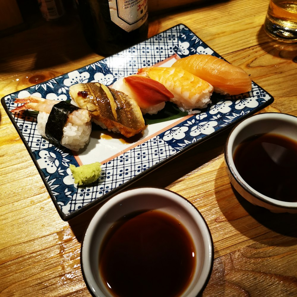 sushi on tray