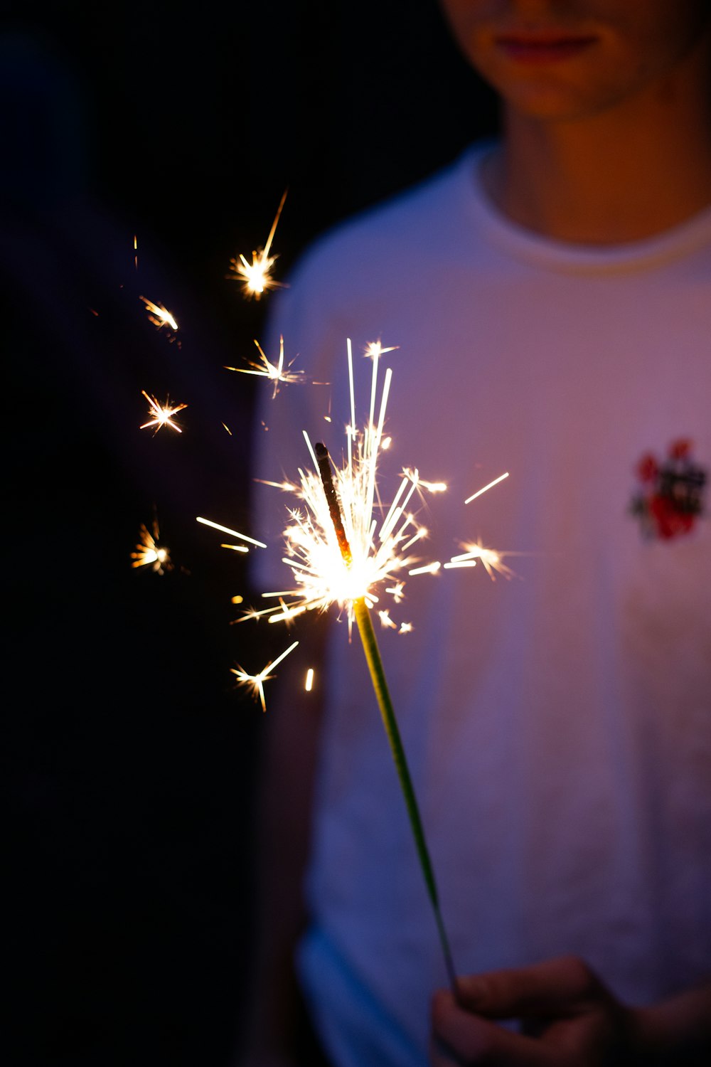 person holding sparkler