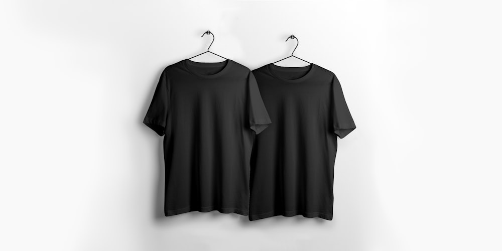 two black crew-neck shirt