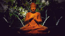 Gautama Buddha figurine near plants