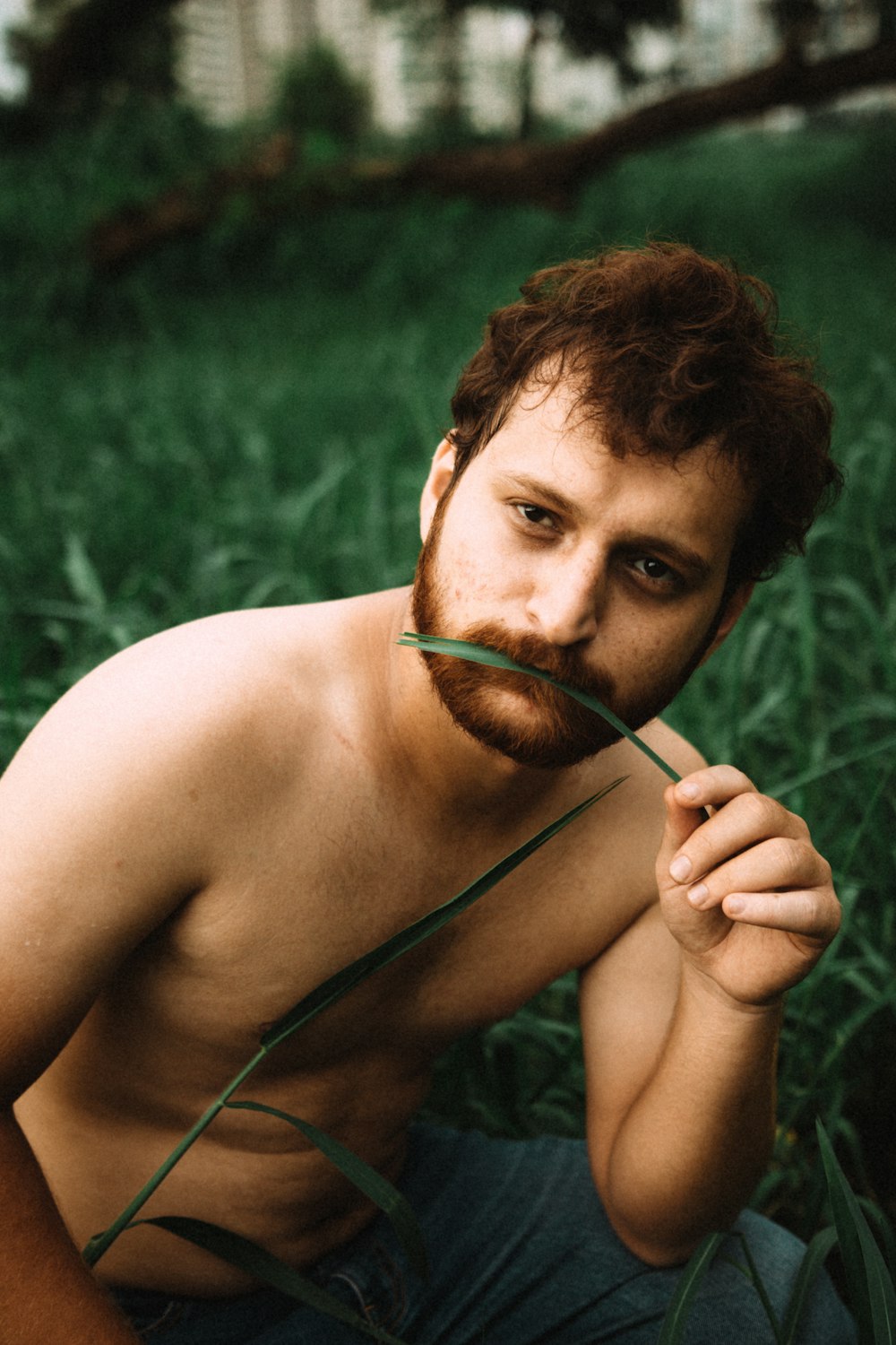 man on grass field