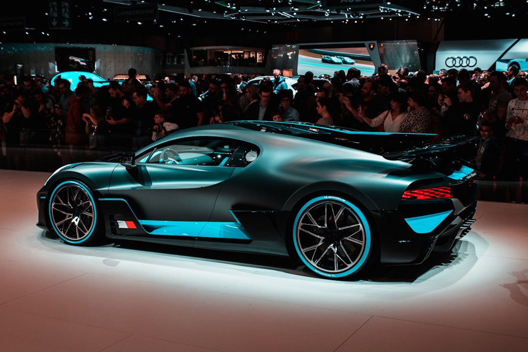 parked black supercar,