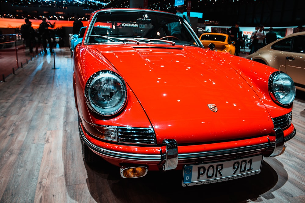 classic red Porsche car