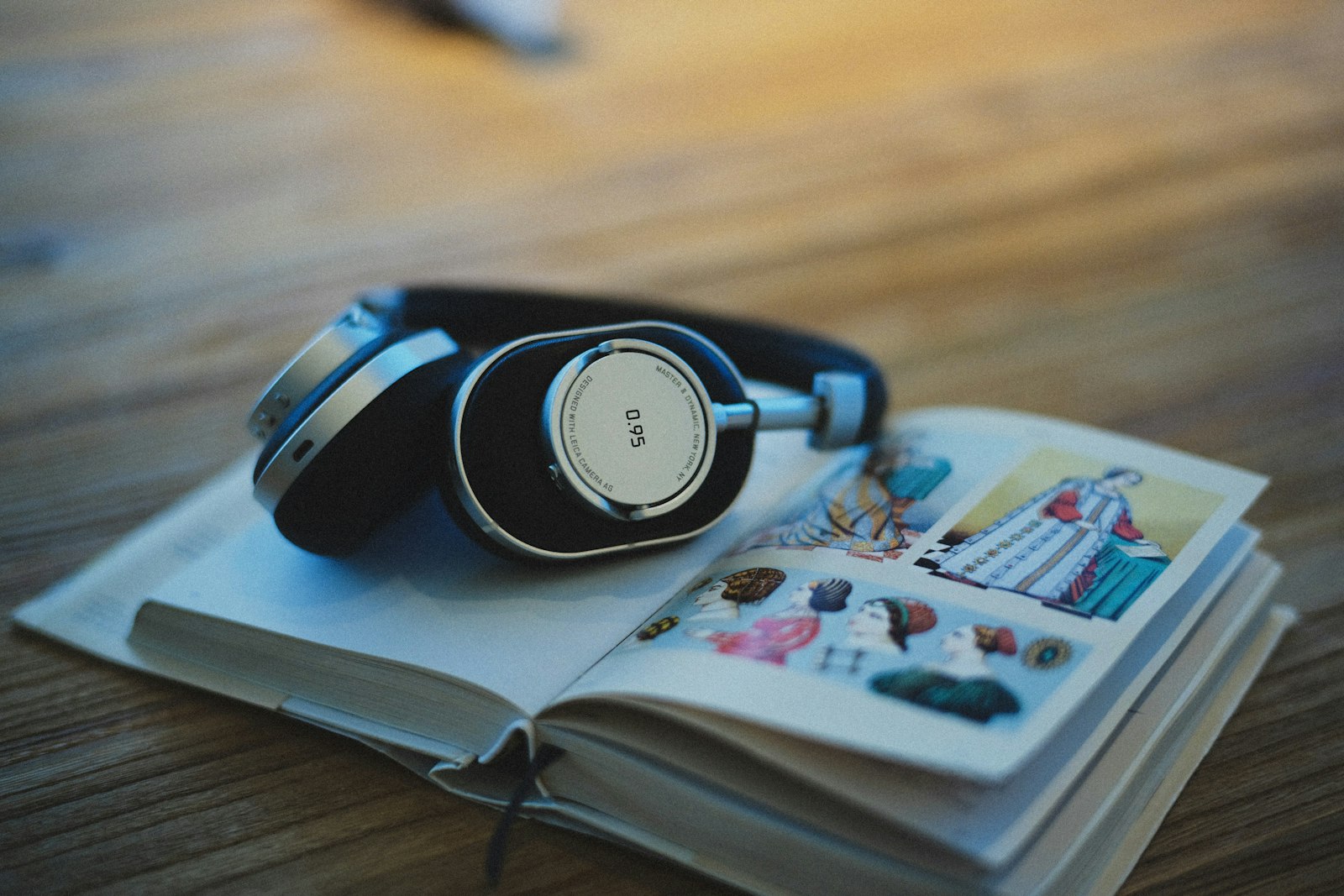 Leica Summilux-M 50mm F1.4 ASPH sample photo. Headphones on book page photography