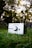 A small amplifier with a front panel featuring a large knob and headphone jack is placed on the grass. The brand name 'Erzetich' is visible on the device. The background is composed of blurred trees and foliage, suggesting an outdoor setting.