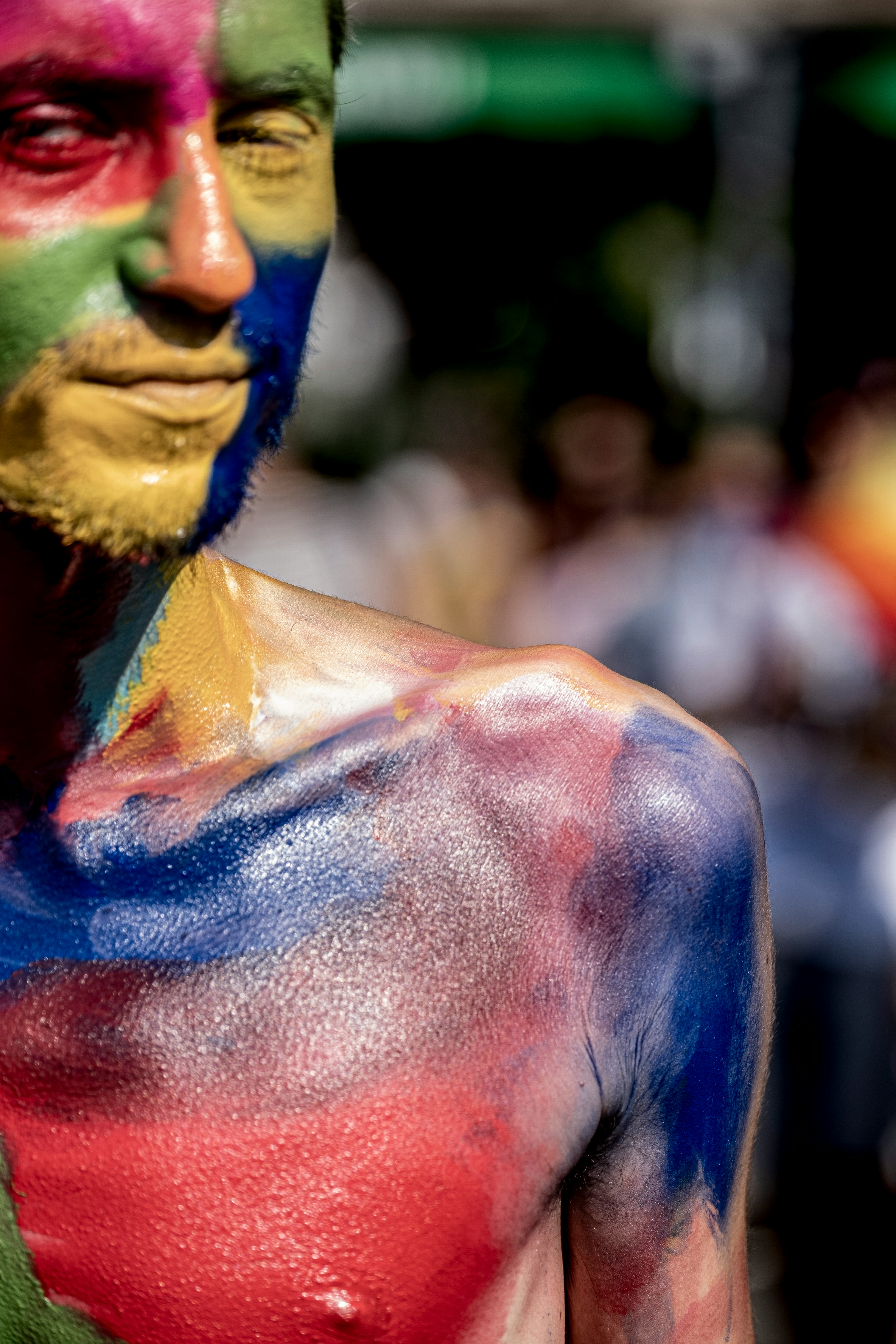 man with paint on body