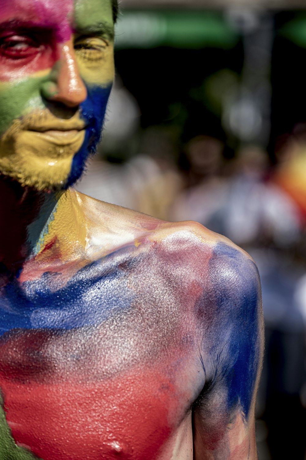 man with paint on body