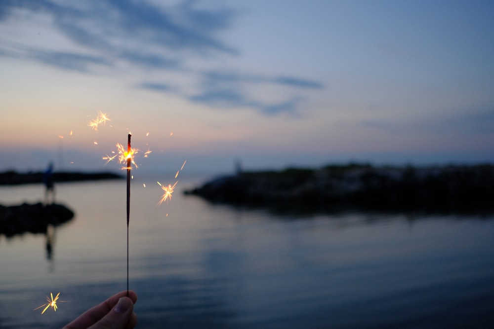 person wearing sparklers