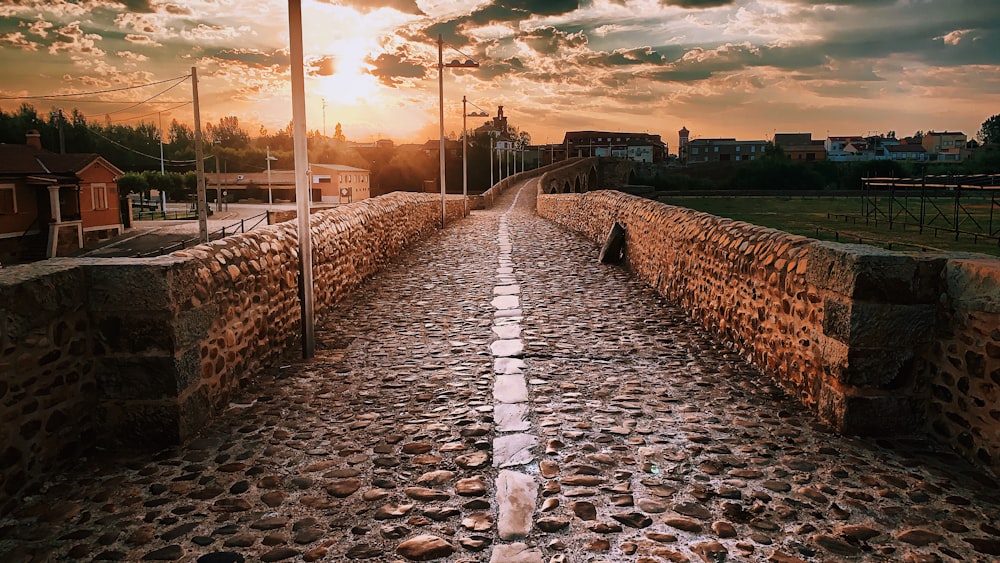 brick road between brick wall