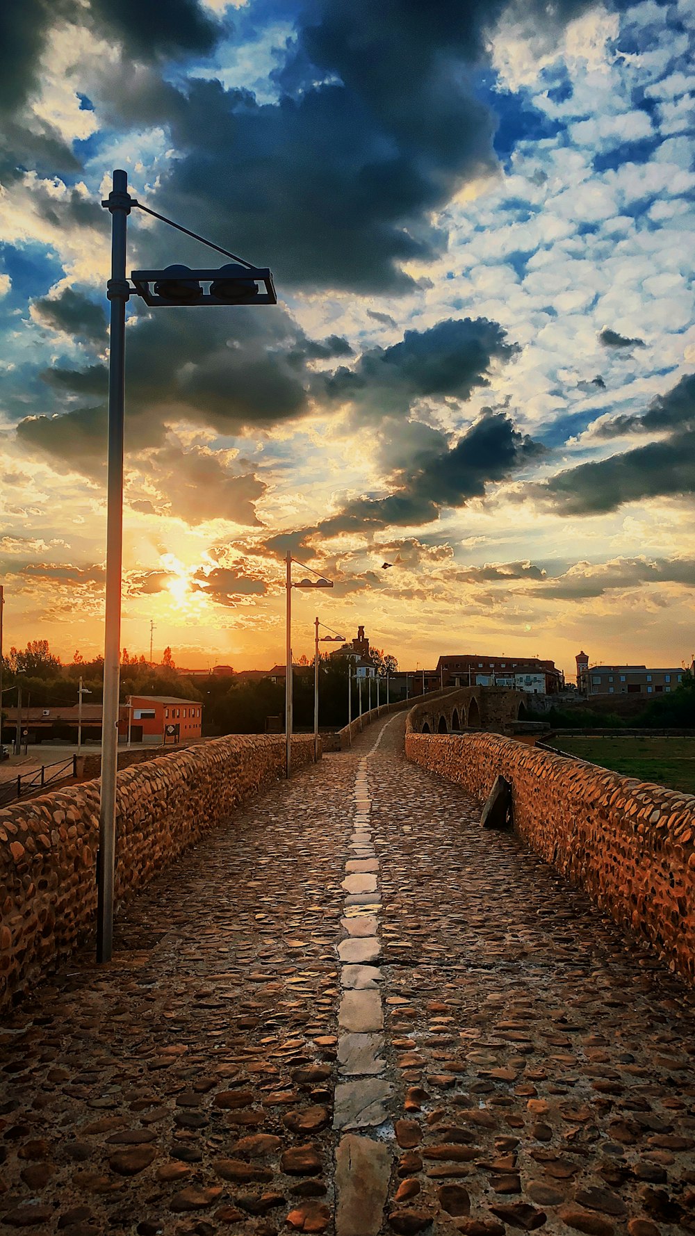 lamp post near road