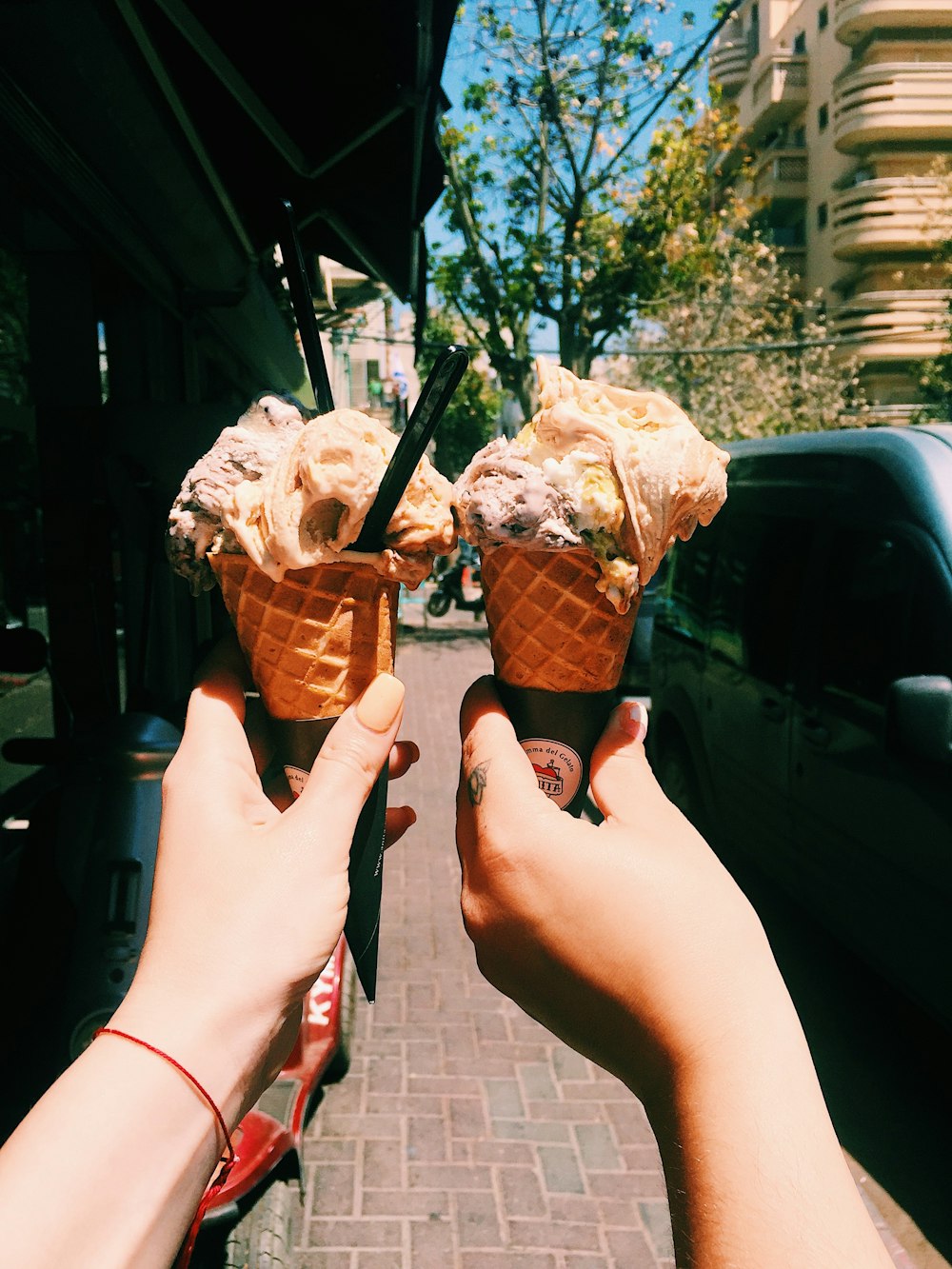 two cones of ice creams