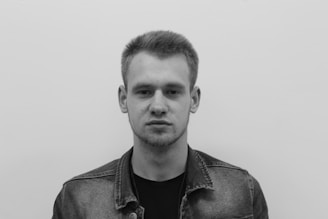 grayscale photography of man