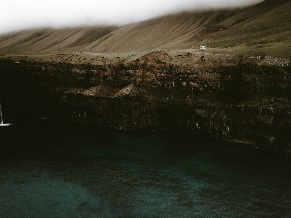 aerial photography of cliff