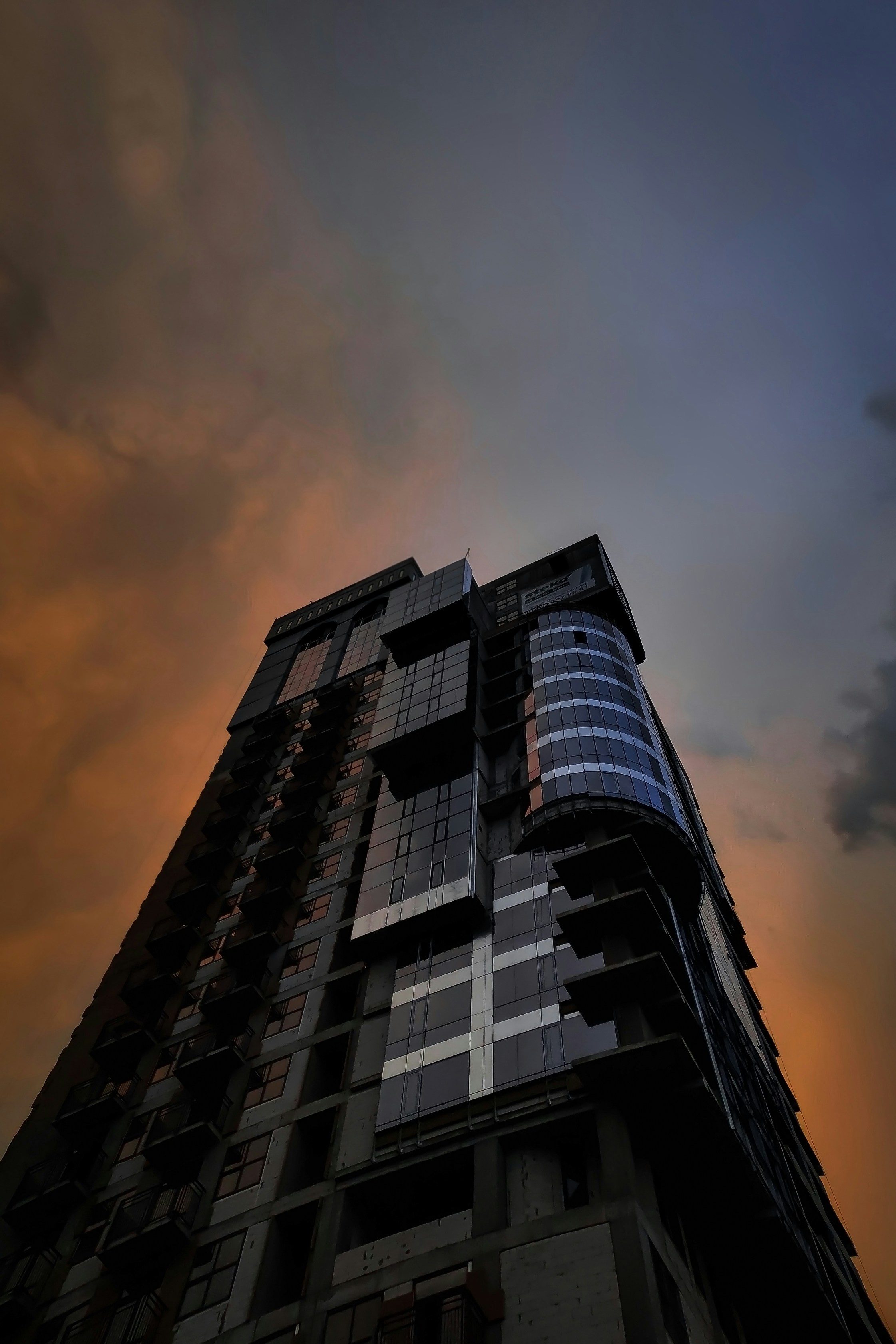 curtain wall building during golden hour