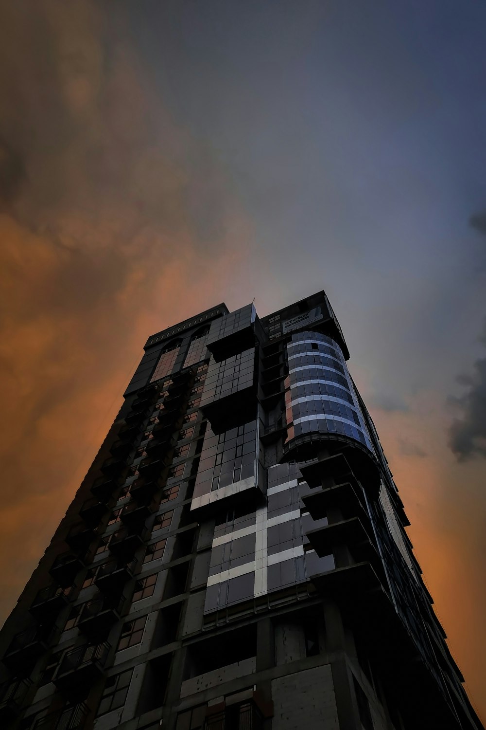 curtain wall building during golden hour