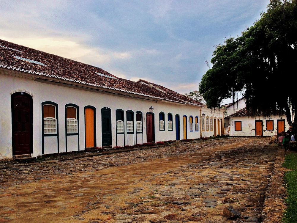 white painted houses