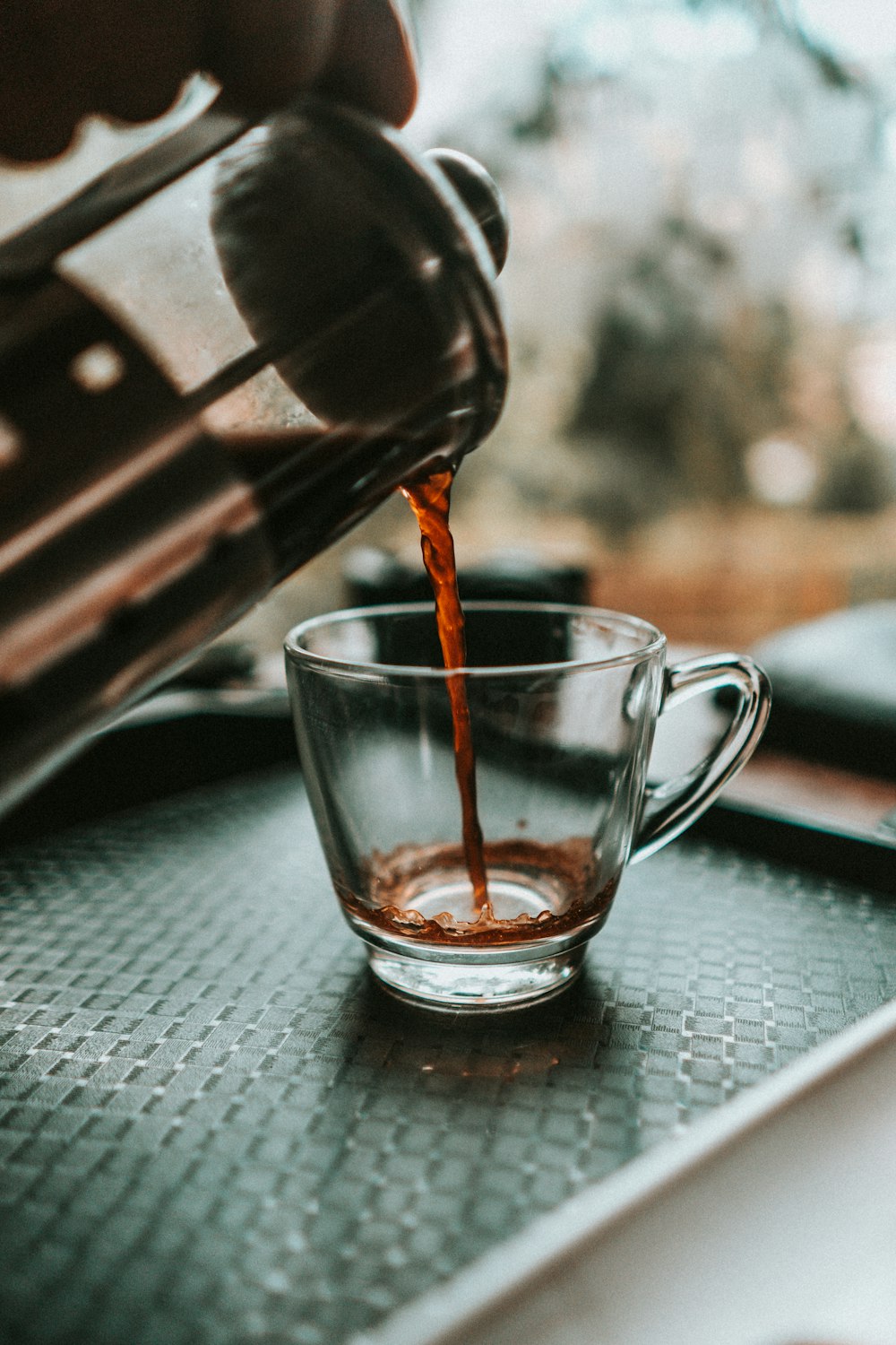 poured coffee in teacup