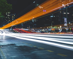 time lapse photo of road