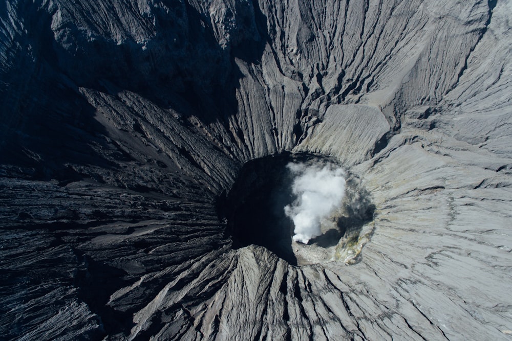 aerial view of volcano