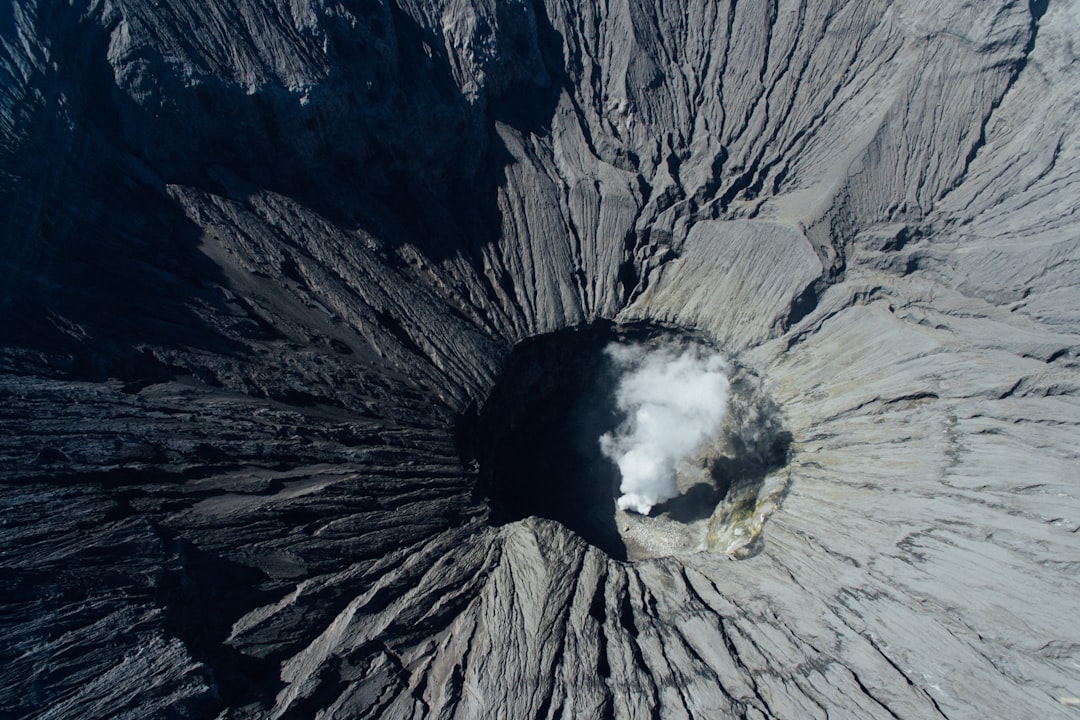 aerial view of volcano