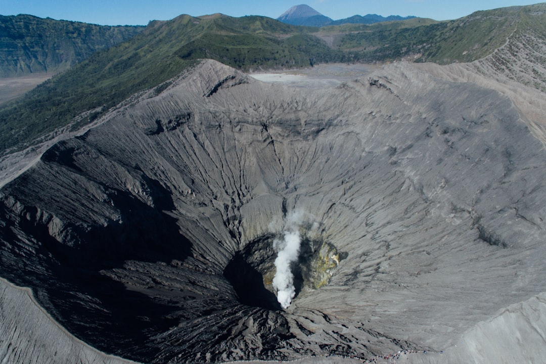 aerial photography of brown volcano peek