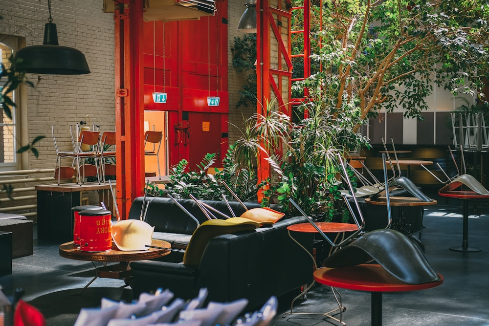 chairs on tables in restaurant