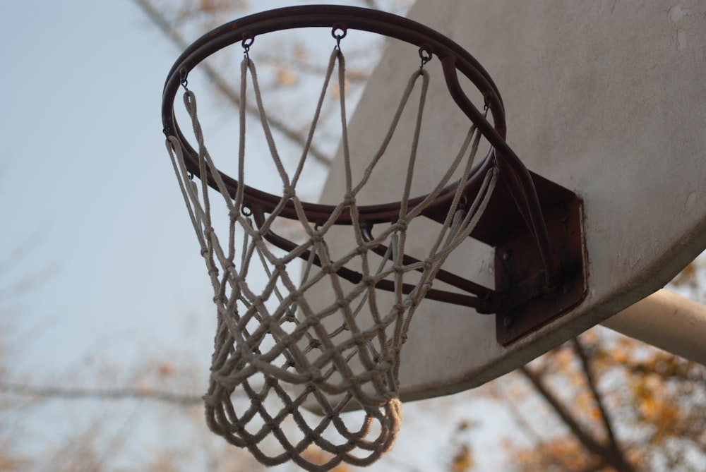 white painted board basketball ring