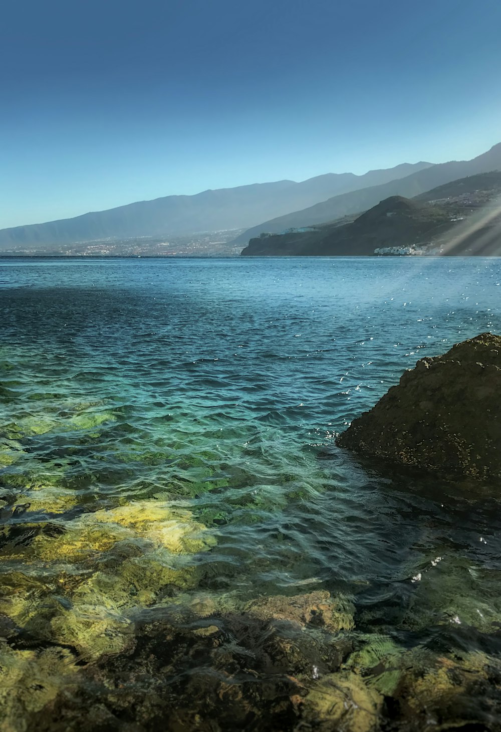 Playa rocosa marrón