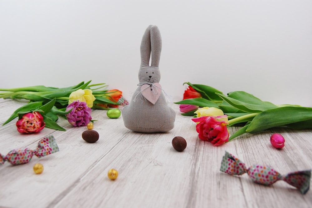 gray rabbit plush toy