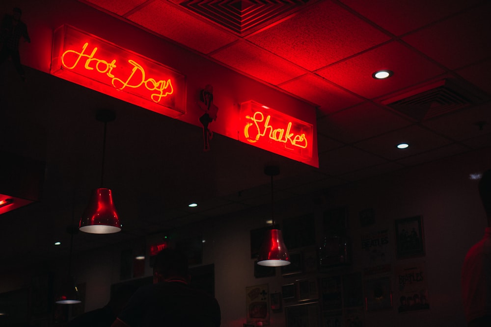 hot dogs and shake signages