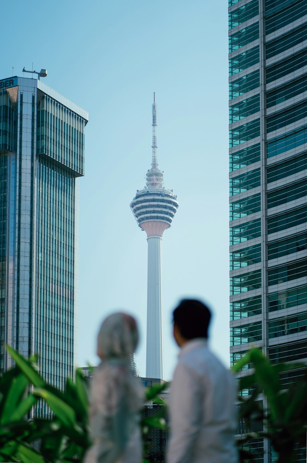 couple looking at tower