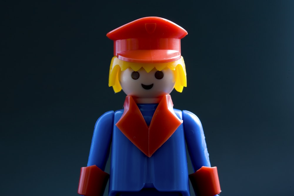 red, blue and yellow LEGO toy