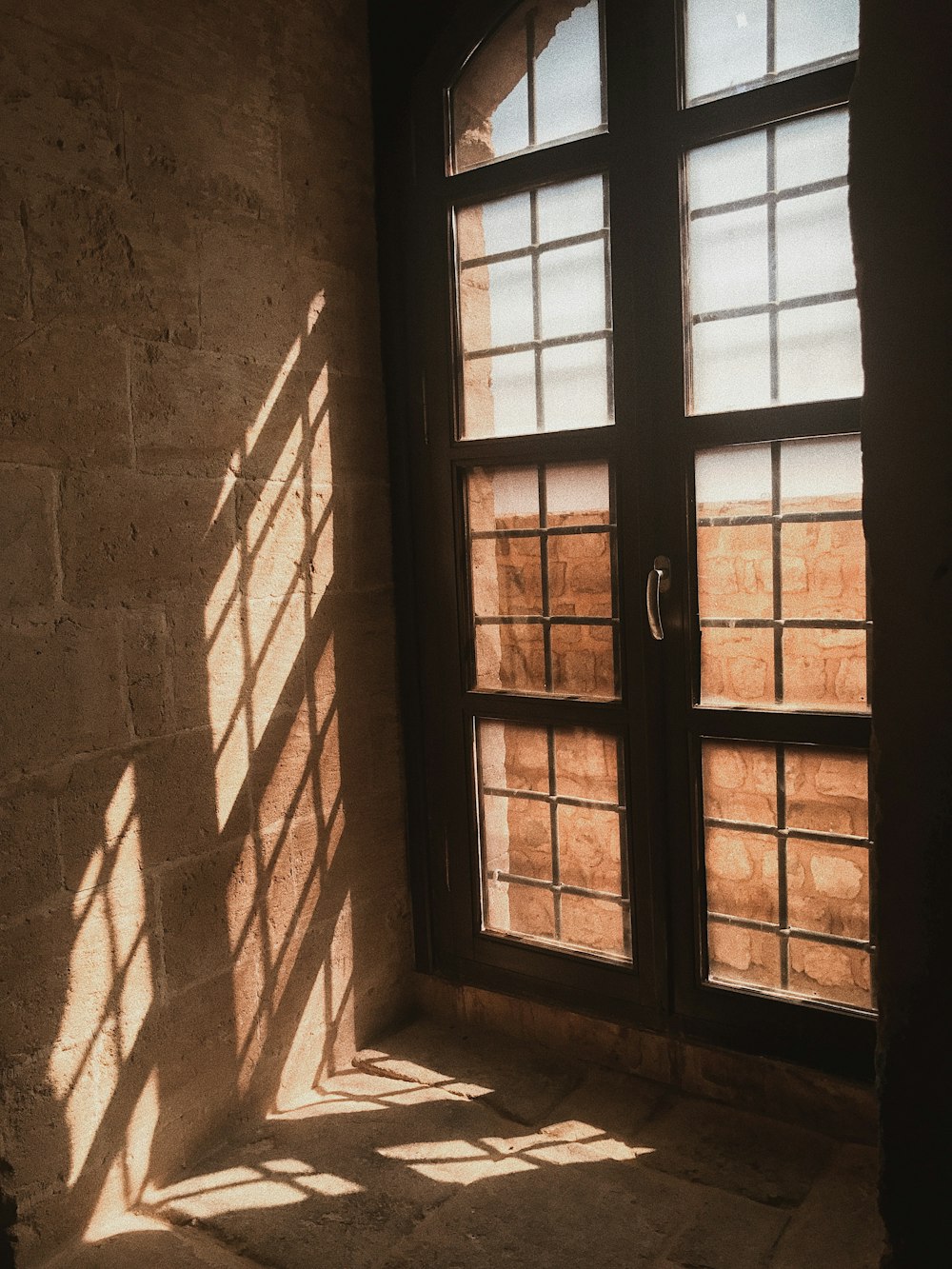 brown wooden window pane