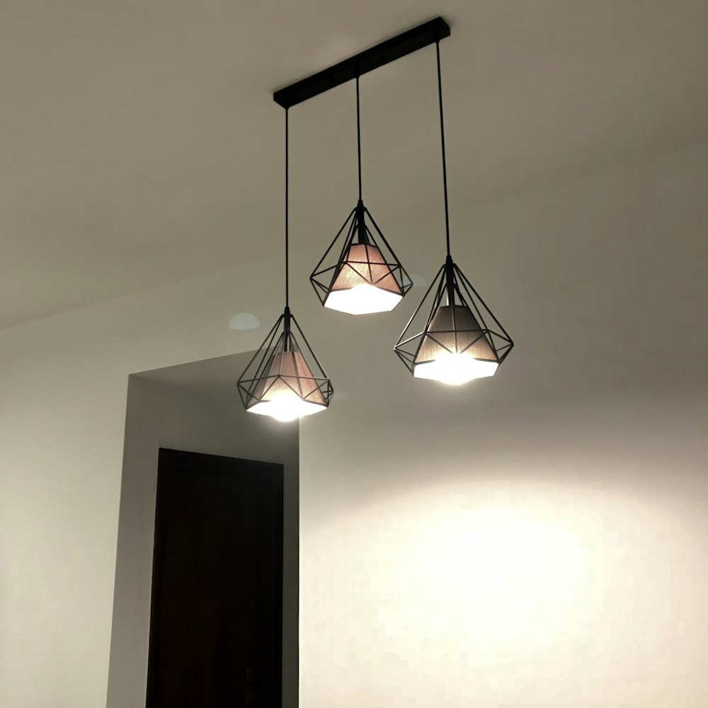 three brown pendant lamps