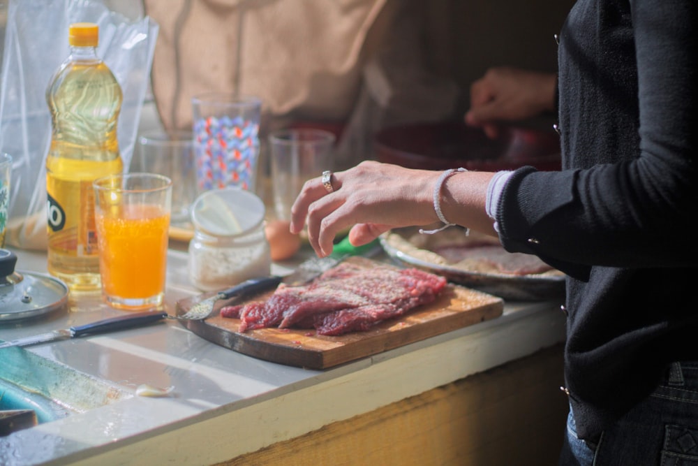 meat on chopping board