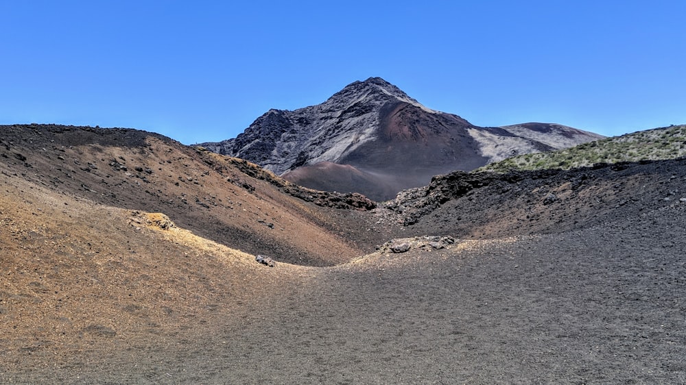 soil covered field and mountain