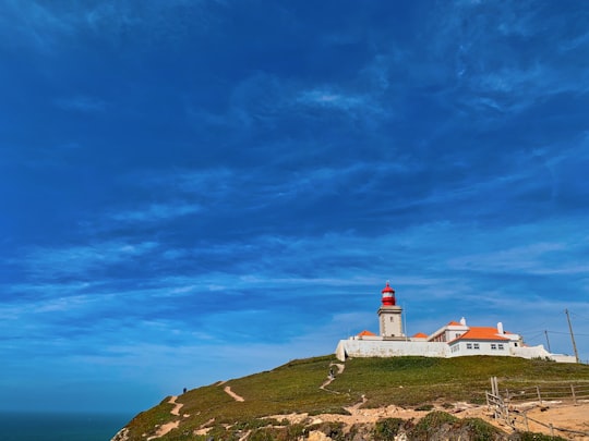 lighthouse under blue sky during daytime in Sintra-Cascais Natural Park Portugal