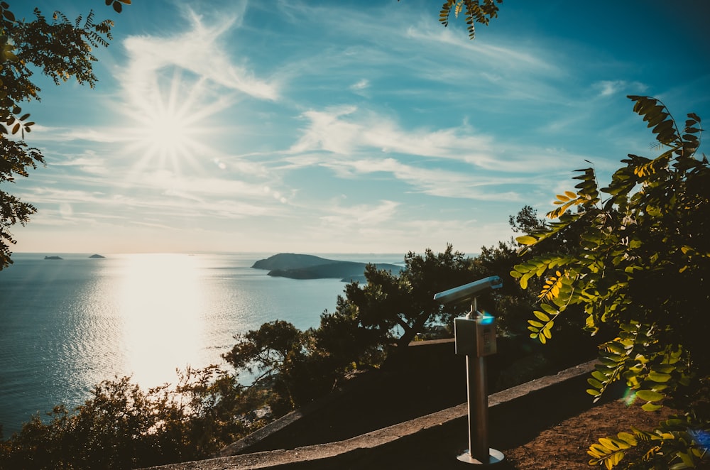 a view of a body of water from a hill